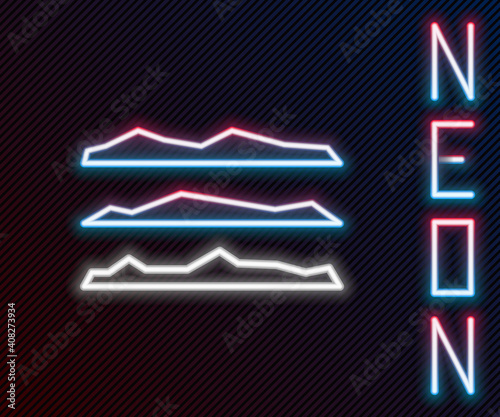 Glowing neon line Strips of cocaine or heroin drug icon isolated on black background. Colorful outline concept. Vector Illustration.