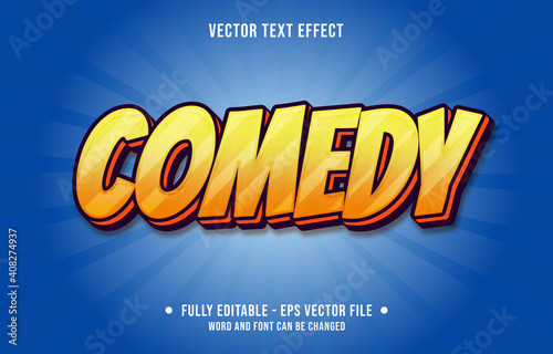Editable text effect - comedy yellow gradient color modern style 