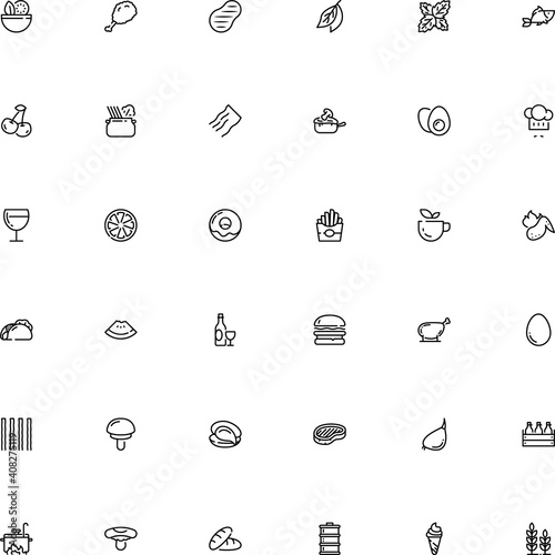 icon vector icon set such as: family, field, segment, crispy, waffle, laurel, fire, cherry, basil, york, carbohydrate, round, salad, hand, decorative, job, aluminum, cheeseburger, tagliatelle
