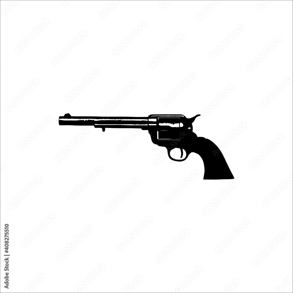 drawing of a cowboy revolver. vector illustration drawing of a cowboy revolver. vector illustration