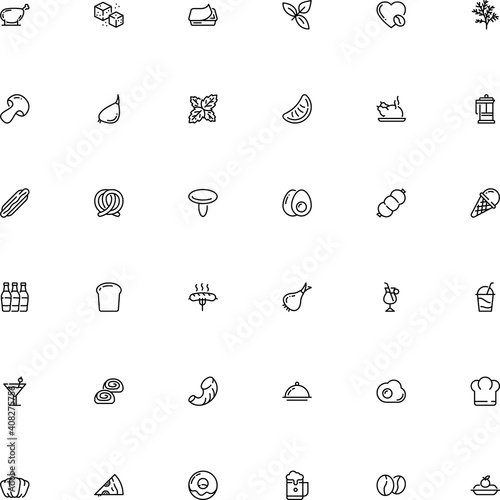 icon vector icon set such as: cooker, holiday, juicy, baked, ham, homemade, french, junk, chief, lid, martini, frankfurter, arabic, foam, hand drawn, corners, waiter, bone, pepperoni, cloth
