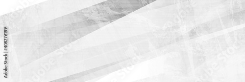 White and grey grunge stripes abstract banner design. Geometric tech background. Vector illustration
