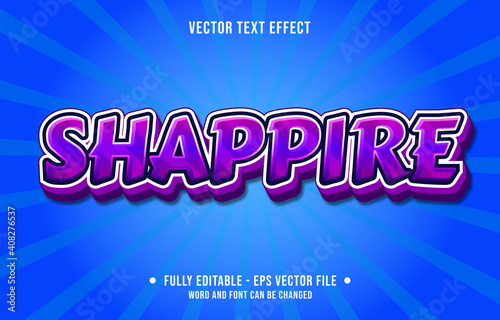 Editable text effect - sapphire violet purple gradient color modern style	
