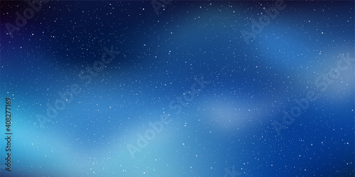 Beautiful gradient sky at night with countless star-covered clouds shining in infinite sky, Cosmic nebula night, Infinite space milky way galaxy, Star cosmic background. Vector illustration.