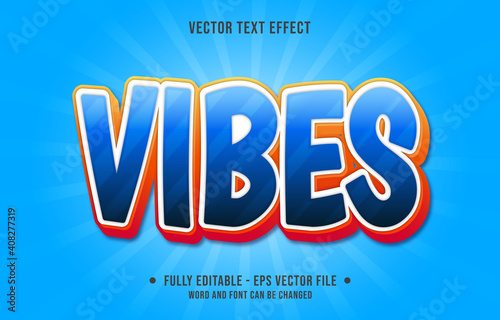 Editable text effect - vibes blue gradient color modern style	
