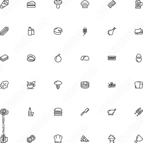 icon vector icon set such as: corners, glyph, elements, rice, filled, shish, chef uniform, lager, bean, job, rasher, key, clothing, kabob, season, beer, italy, junk, ear, muffin, smoke, lard