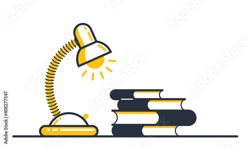 Library theme self-education vector concept flat illustration isolated over white, empty chair for intellectual worker analytics, education theme studying, college or university student.