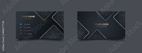 Luxury business card with shiny glitter. Trendy modern concept elegant background. Vector illustration print template.