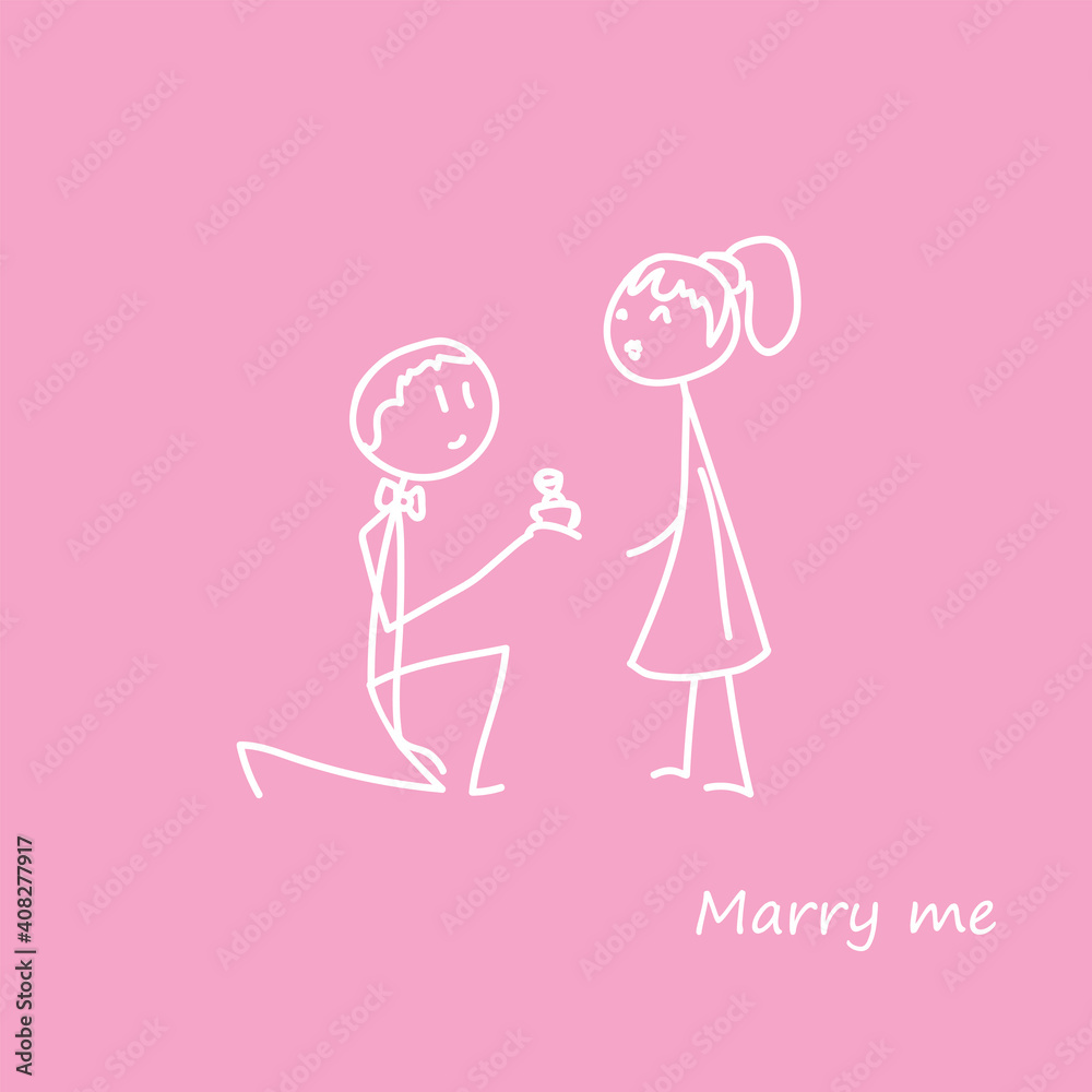greeting card cute linear drawing illustration marry me love greeting card cute linear drawing illustration marry me love