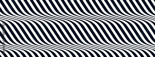 Wavy lines water seamless pattern vector, 3D dimensional endless background wallpaper design image, geometric stripy curved tillable texture.
