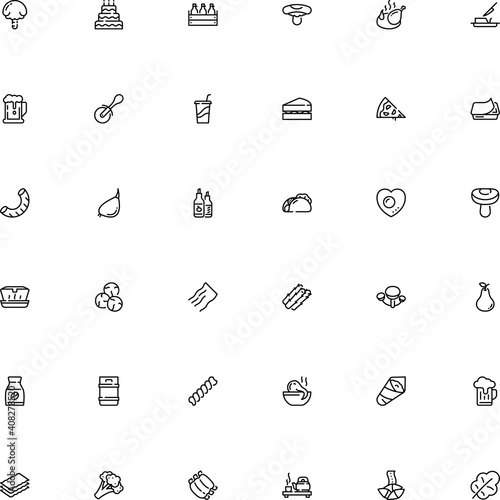 icon vector icon set such as: barrel, booze, salmon, package, ribs, heart, whole, magical, filled, celebration, metallic, octopus, toadstool, espresso, lunchbox, pappardelle, tacos, bake, corners