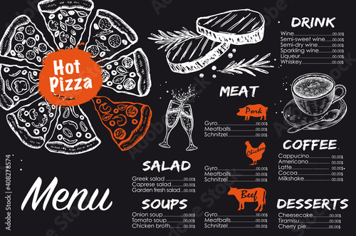 Menu,Design template, Vector hand drawn illustration.