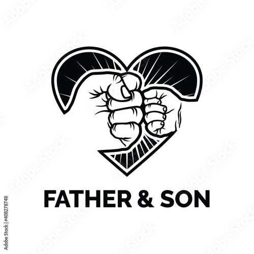 hand, fist, love, father and son logo design inspiration