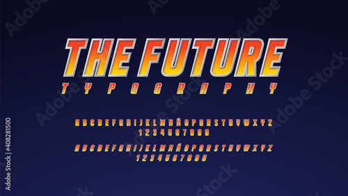 Futuristic typography with letters and numbers
