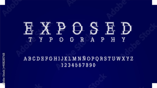 Futuristic alphabet with glitch effect	

