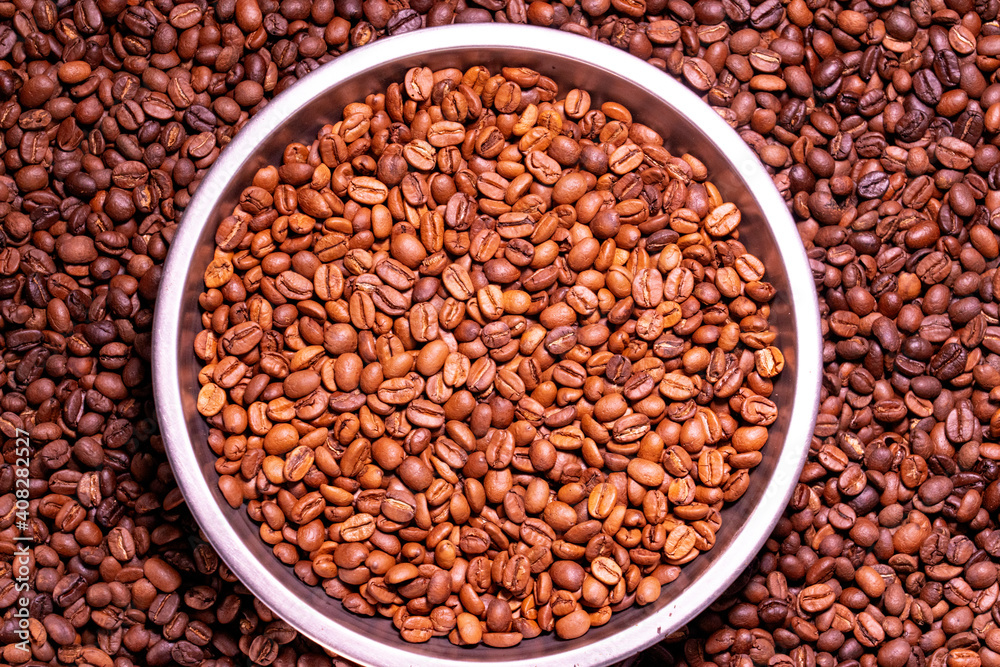 Roasted arabica coffee bean full frame backdrop background texture Roasted arabica coffee bean full frame backdrop background texture
