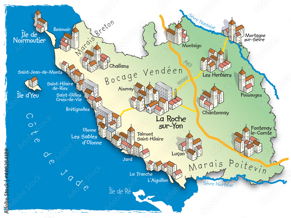 85 Carte du département de la Vendée vector de Stock Adobe Stock