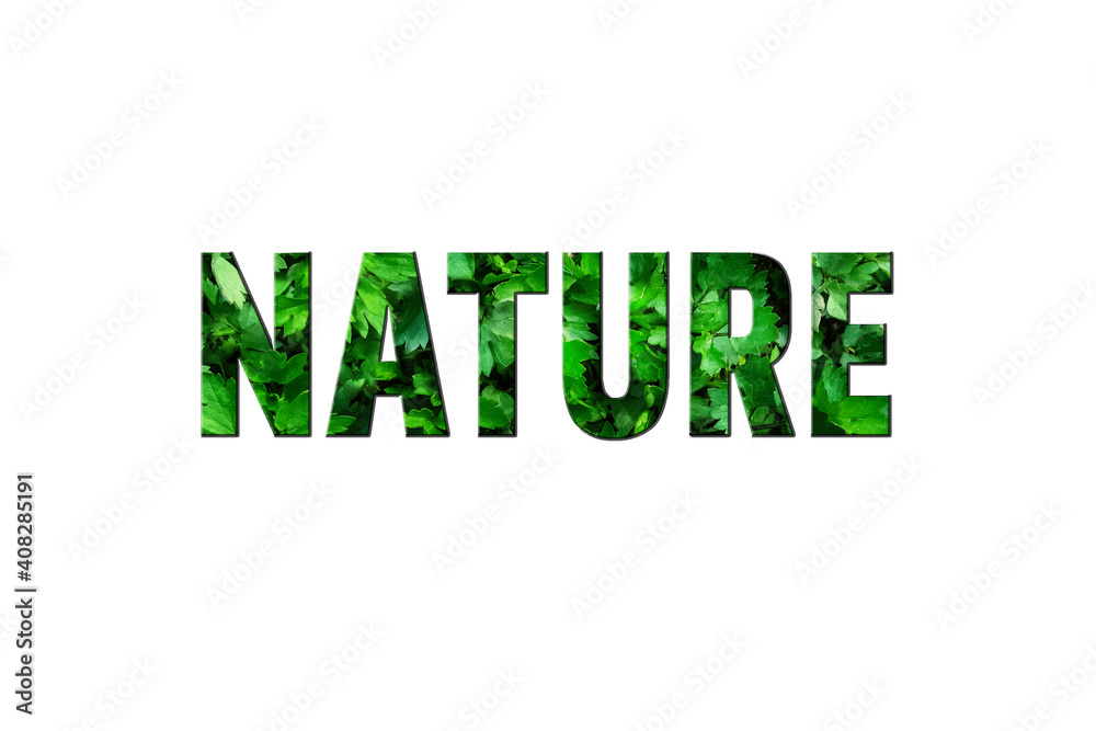 The inscription Nature on a white background .Zero waste.Sale in honor of the holiday.Eco-friendly life.Protection of the environment.Let's save nature together.Recycling of waste.Ecology.Spring The inscription Nature on a white background .Zero waste.Sale in honor of the holiday.Eco-friendly life.Protection of the environment.Let's save nature together.Recycling of waste.Ecology.Spring