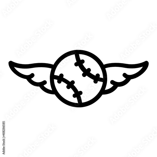 softball with feathers Concept Vector line Icon Design, Base ball Symbol on white background, bat and ball game Sign, Sports equipment Stock,