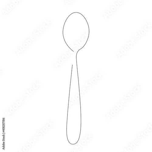 Spoon on white background line drawing, vector illustration