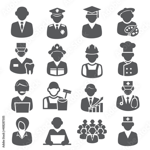 Workers and Professional Icons on white background