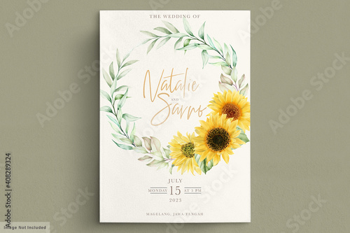 watercolor sunflower invitation card set