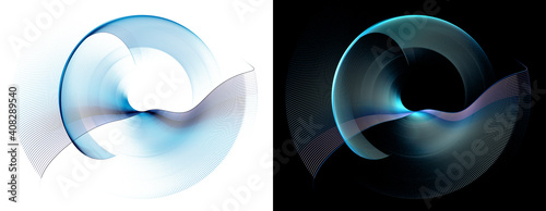 Foto The rounded curved plane is crossed by the rounded wavy element