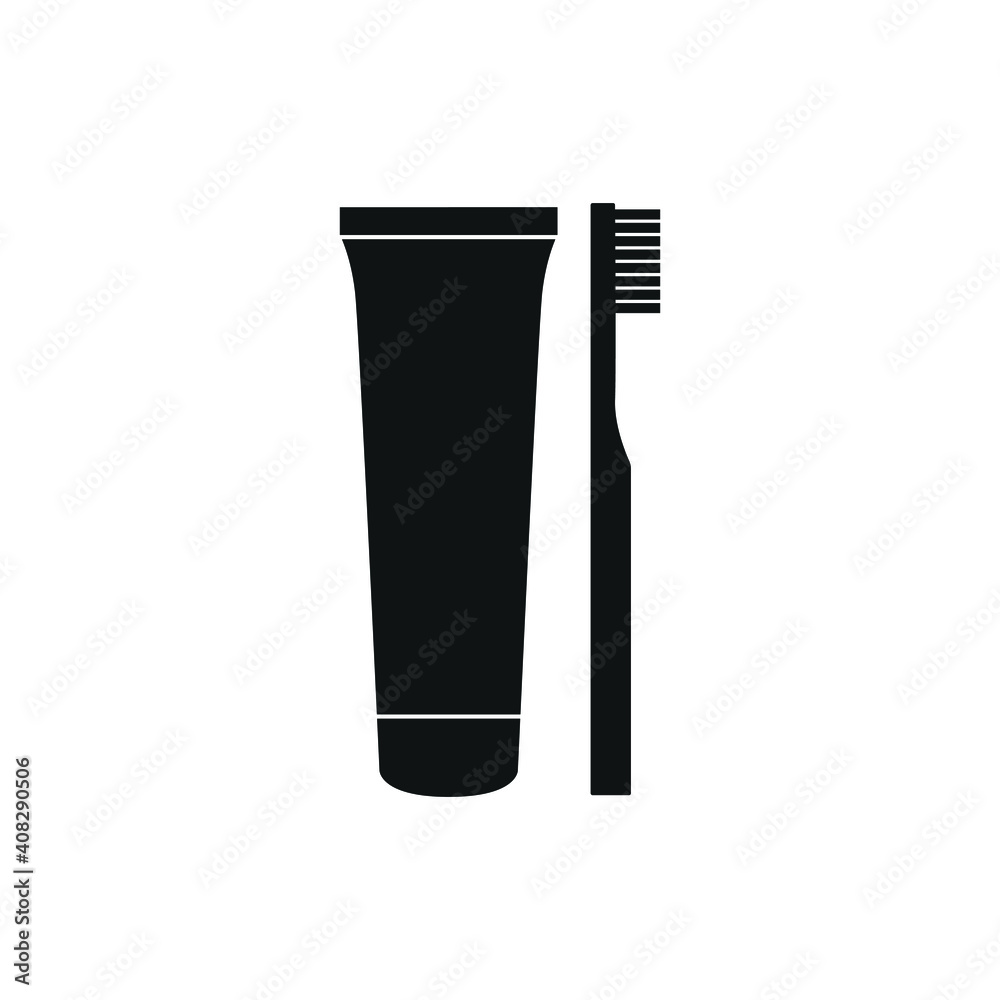 Toothpaste with toothbrush vector icon Toothpaste with toothbrush vector icon
