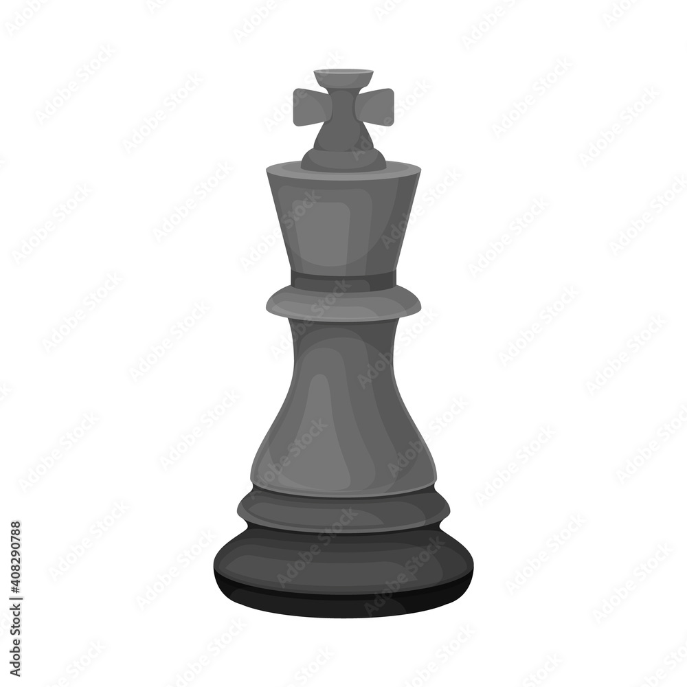 Black King as Chess Piece or Chessman Vector Illustration