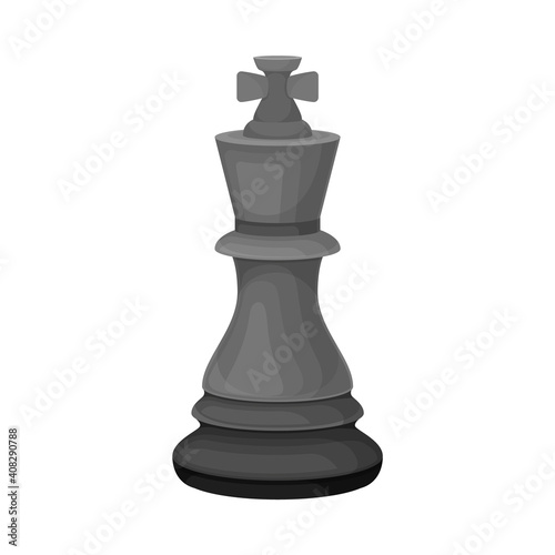 Black King as Chess Piece or Chessman Vector Illustration