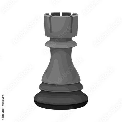 Black Rook as Chess Piece or Chessman Vector Illustration