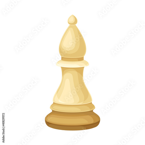 White Bishop as Chess Piece or Chessman Vector Illustration