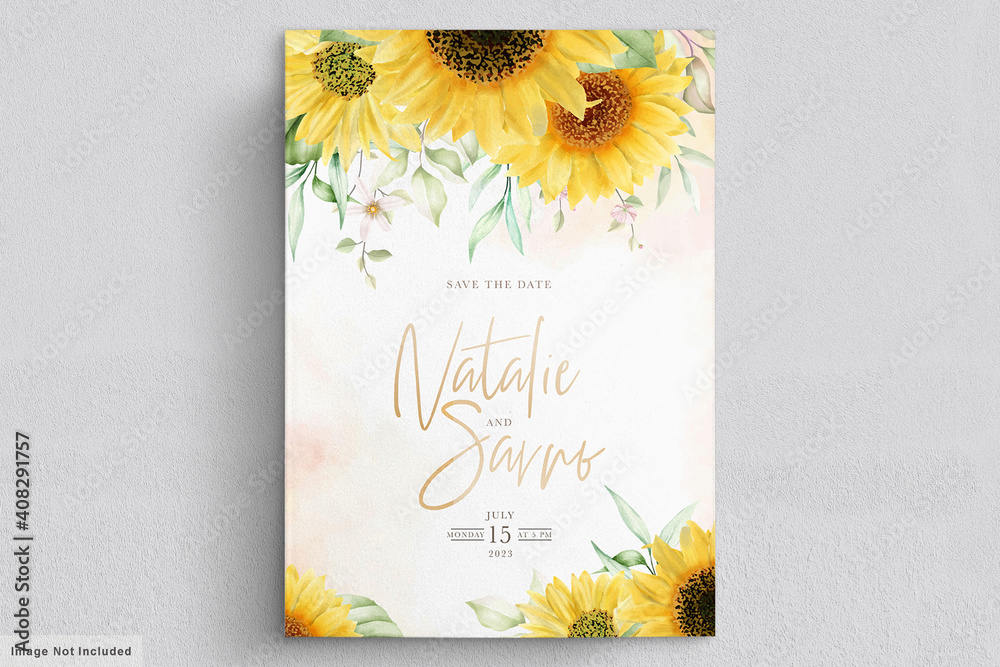 watercolor sunflower invitation card set