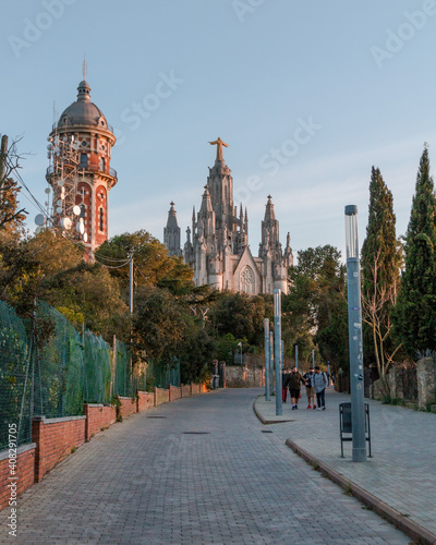 Picture of the temple of Tibidabo in Barcelona  Spain. captured at sunset.