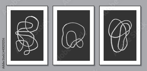 Trendy set of abstract aesthetic minimalist artistic hand drawn compositions