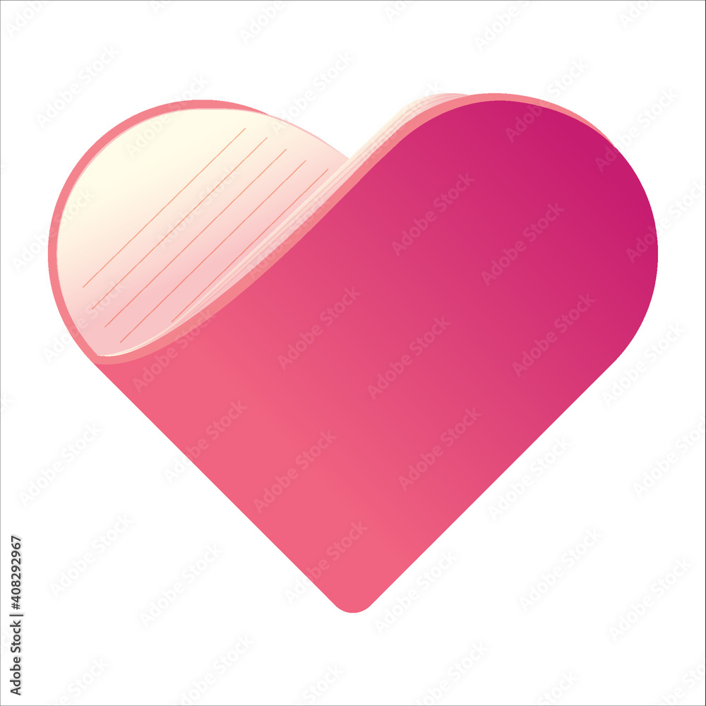 Abstract heart-shaped book vector, book love symbol, flat design isolated on white background Abstract heart-shaped book vector, book love symbol, flat design isolated on white background