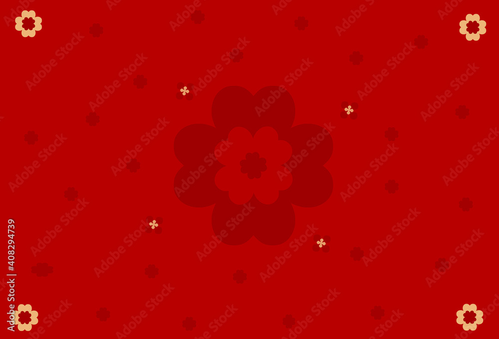 Red background with flowers for Valentine's day or  Chinese New Year.