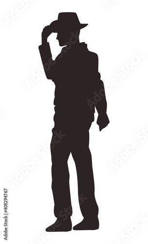 cowboy figure silhouette walking icon