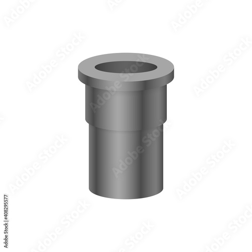 PVC plastic pipe fitting vector icon. Adapter with slip socket opening one end and female NPT thread. Part for installation in pipeline system for plumbing, drainage, waste, vent and water supply.