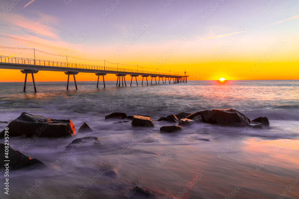 Pont del Petroli, Badalona, Spain. captured during sunrise. Pont del Petroli, Badalona, Spain. captured during sunrise.