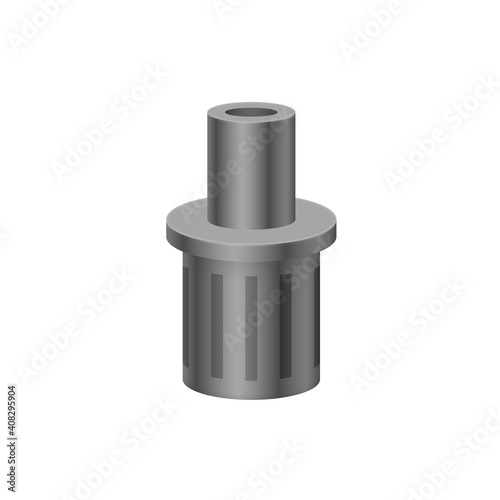 Foot valve vector icon. Also called bottom valve or check valve. Part for pipe or pipeline in plumbing system. Working with water pump to prevent liquid return to water source tank or suction pipe.
