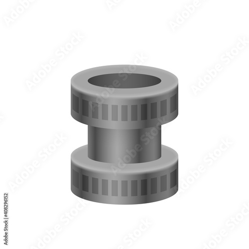 HDPE compression coupling fittings vector icon. Pvc or plastic material to connection or join tube, pipe and hose. Working under pressure for plumbing, irrigation sprinkler and electrical conduit syst