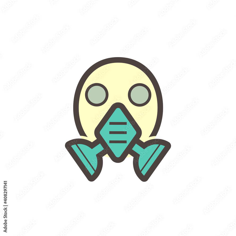 Air purifying respirator or gas mask icon. That is personal protective equipment (PPE) consist of N95 filter, chemical cartridge and strap. For protect welder, painter from gas, dust, fume and vapour. Air purifying respirator or gas mask icon. That is personal protective equipment (PPE) consist of N95 filter, chemical cartridge and strap. For protect welder, painter from gas, dust, fume and vapour.