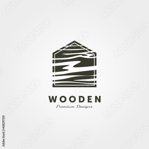 wooden house woodwork logo vector minimalist illustration design