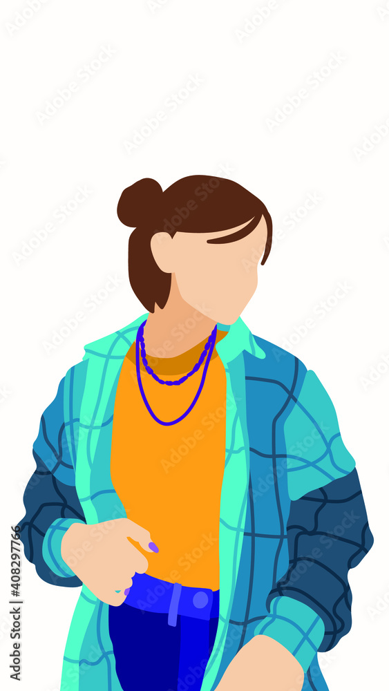 Abstract woman face in a modern trendy colors, minimalism art