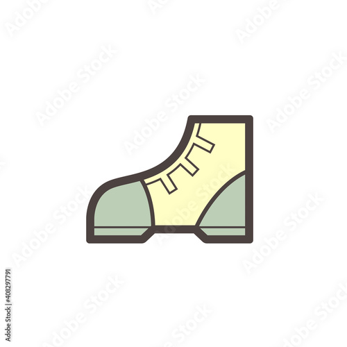 Safety boot or safety shoe vector icon. That footwear is personal protective equipment (PPE) for wear to work in construction site to protection, safe or prevent foot of builder or worker injury.
