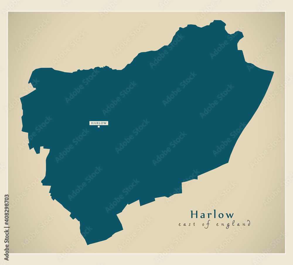 Harlow district map - England UK
