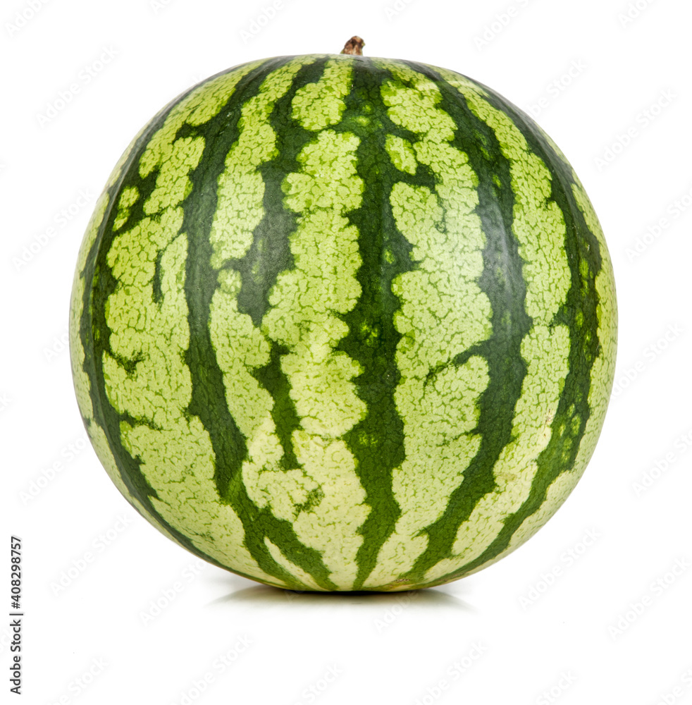 A fresh ripe watermelon isolated on a white background