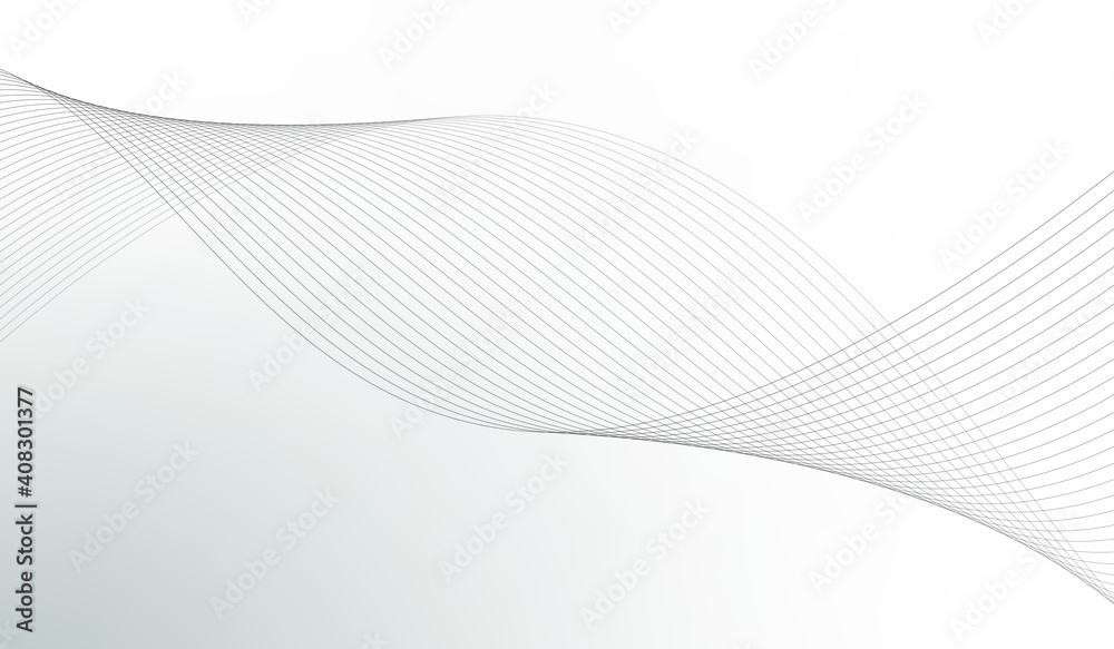 Fototapeta premium Abstract wavy gray vector illustration. Dynamic background with waves and lines.
