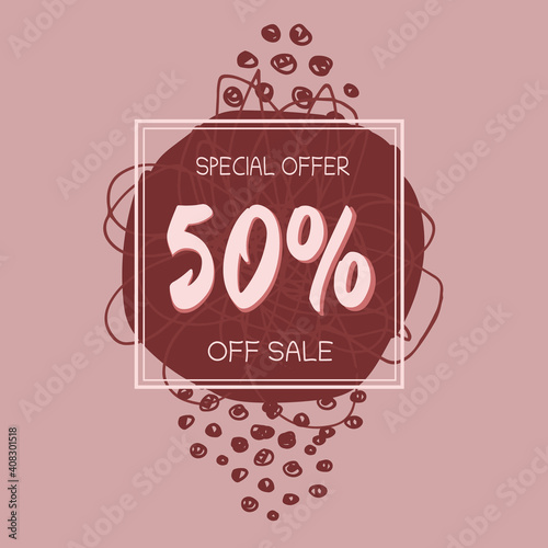 pink sale card with abstract vector background photo